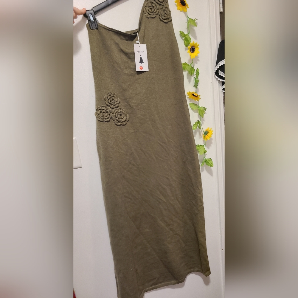Nwt Zesica XL Women's One Shoulder olive dress
